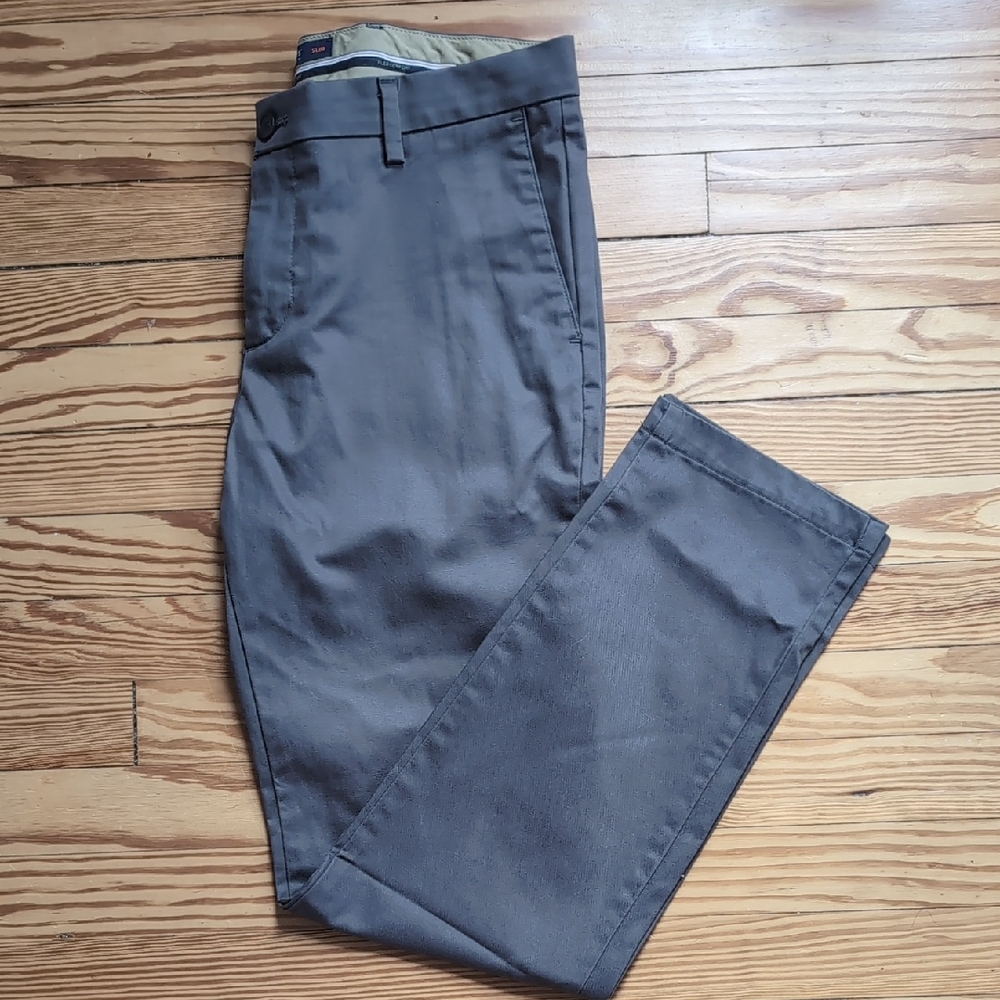 Dockers Gray Chinos Flat Front Cotton Blend